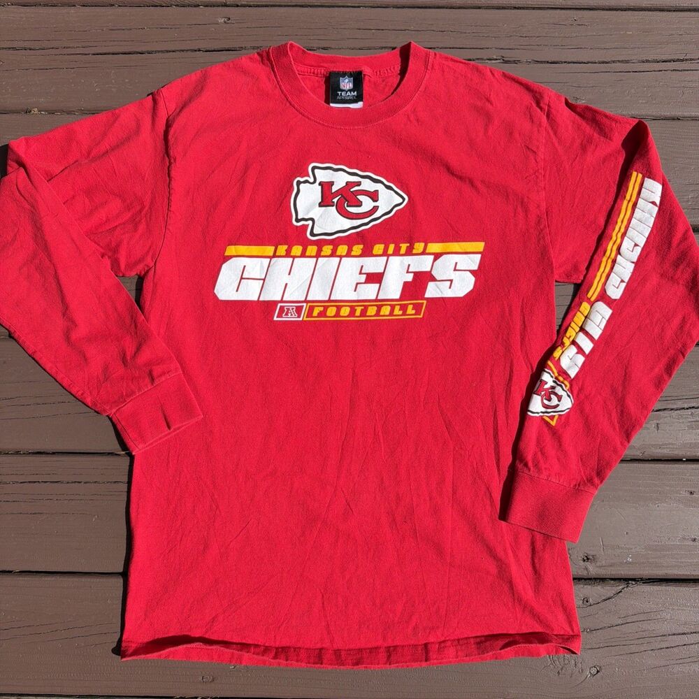 NFL Team Apparel Kansas City Chiefs Football Red Long Sleeve Large Spell Out